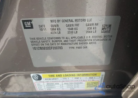 2012 Chevrolet Malibu Ls from USA, damaged, VIN 1G1ZB5E02CF200783